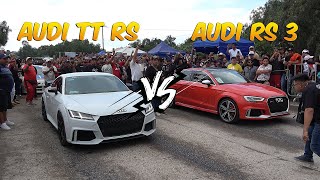 Audi RS 3 vs Audi TT RS  Arrancones [upl. by Fotina]