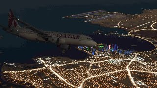 Smooth Night Landing in Doha  Qatar Airways Fenix A320SL [upl. by Lydon260]