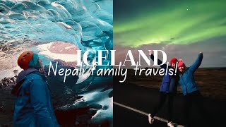 ICELAND Nepali Family Travels  Northern Lights Snowmobile Natural Ice Cave amp Diamond Beach [upl. by Ahsiuqet340]