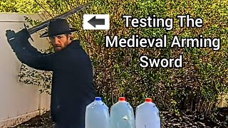 Cutting With The Medieval Arming Sword Hand Forged Chaos [upl. by Ekard]