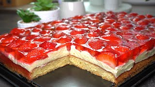 Erdbeerkuchen mit Vanillepudding  Sehr cremig sehr lecker ‼️ 😋 [upl. by Va705]