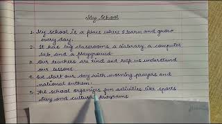 Essay on My School  Cursive writing  10 Marks essay on My School [upl. by Nabois]