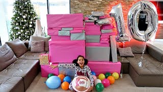 Tianas 10th Birthday Party Opening Presents Giant LOL Surprise Cake [upl. by Rawna]