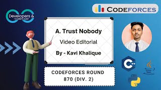 A Trust Nobody  Codeforces Round 870 Div 2  Codeforces  DCC NITA [upl. by Anitnoc]