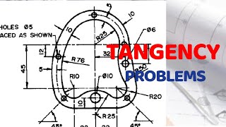 TANGENCY PROBLEMS IN  Technical drawing  Engineering drawing [upl. by Drain]