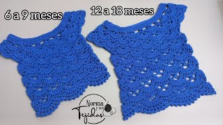 Blusa para niña a crochet Abanicostodas las tallas blusasnorma tejidosbebe blusascrochet [upl. by Cheffetz40]