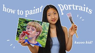 acrylic paint portrait tutorial – meme edition kazoo kid [upl. by Enilrad]