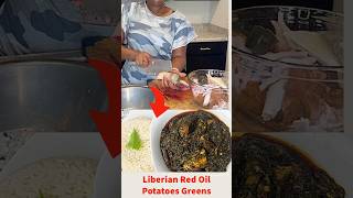 Craving Liberian Food  Try this Red Oil Potato Greens recipe africanfood recipe shortvideo [upl. by Bauer]