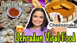 Dehradun street food vlog 😍 viral street food  flower momos🥟 lotus cheese cake  food vlog [upl. by Gierc]