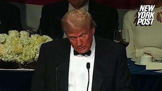 Donald Trump obliterates Kamala Harris Biden de Blasio in scorching Al Smith dinner roast [upl. by Gninnahc87]