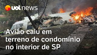 Avião caiu dentro de condomínio em Vinhedo SP jornalista traz detalhes do local do acidente [upl. by Annuahs]