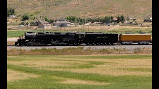 Union Pacific 4014 Big Boy steam locomotive in Wyoming and Utah aerial views 4K resolution [upl. by Floridia845]