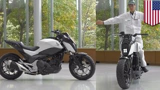 Future motorcycles Honda selfbalancing Riding Assist tech keeps bike balanced  TomoNews [upl. by Oiramrej920]