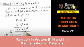 Class 12 Physics  Magnetic Properties  11 Relation in Vectors B H amp I in Magnetization [upl. by Tiemroth]