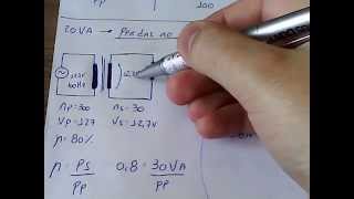 Transformador monofásico  Tipo abaixador  cálculo de rendimento [upl. by Eolande]