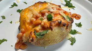 Perfectly air fryer baked potato  jacket potato recipe  cheese amp bean loaded potato viralvideo [upl. by Atekan9]