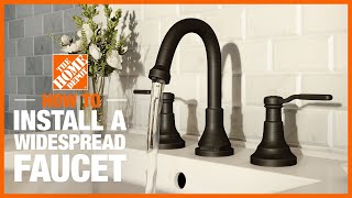 How to Install a Widespread Faucet  The Home Depot [upl. by Olrac129]