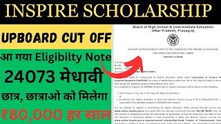 🔴Inspire Scholarship Cut Off 2024 UP Board  UP Board Cutoff 2024  Eligibility Note Download 2024 [upl. by Cirdahc]