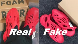 Real vs Fake Foam Runner Vermilion Review [upl. by Ronyam841]