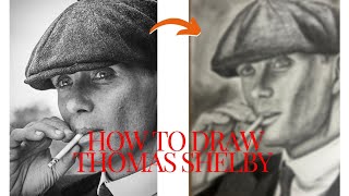 How to draw a realistic portrait of Thomas shelby from peakyblinders using pencils timelapse [upl. by Abbey]