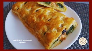 Feuilleté de saumon aux épinards Recette simple et rapide [upl. by Esoj674]