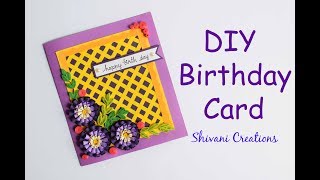 DIY Birthday Card How to make Quilled Birthday Card with Background [upl. by Urbain329]