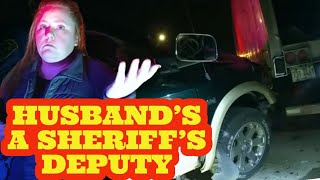 Deputys Wife DUI Arrest After Peeing Self And Crashing Into A Semi Trailer Police Body Cam [upl. by Boehike]