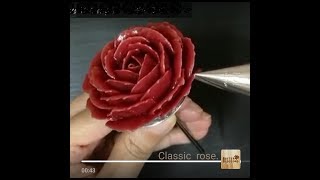 How to make buttercream flower Flower cake quotClassic rose quot  by Butterampblossoms [upl. by Aronoel]