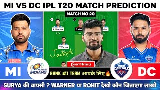 MI vs DC Dream11 Team MI vs DC Dream11 Prediction Mumbai Indians vs Delhi Capitals IPL Team Today [upl. by Eceryt785]