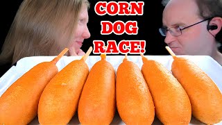 ASMR CORN DOG RACE MUKBANG EATING SOUNDS [upl. by Miltie591]