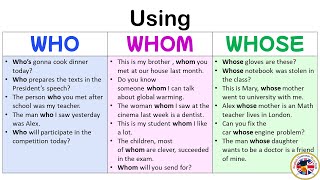 Using Who Whom and Whose Definition and Example Sentences [upl. by Yzeerb]