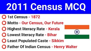 2011 Census Important MCQ TEST  General knowledge Important Questions For All Competitive Exam [upl. by Hasheem]