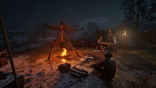 Crackling Fire Amid the Storm  A Warm Refuge from Natures Chaos  RDR2 ASMR [upl. by Repsag]