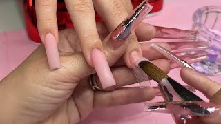 Acrylic Nails Tutorial  French Tip Design [upl. by Schoening]