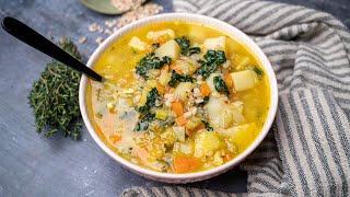 Pearl Barley Soup with Leek and Potatoes VEGAN [upl. by Airdnola809]