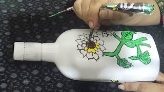 Bottle craft ideas glass  Decorated wine bottles Decorated wine bottles with Paints [upl. by Eceined909]