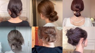 HOW TO LOW BUN HAIRSTYLES🤍EASY Updo Hairstyles Tutorials Korean Style for Girls [upl. by Enorahs53]