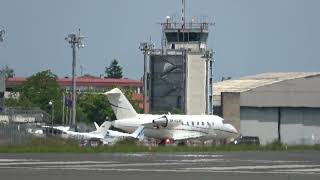 Bombardier Challenger 650 Sun Air OYLLG despegue San Sebastián [upl. by Rekab]