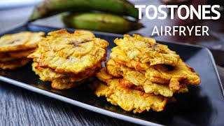 TOSTONES PATACONES EN FREIDORA DE AIRE CRUJIENTES Y SALUDABLES Vegano y sin gluten [upl. by Ydnak]