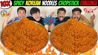 10X SPICY KOREAN NOODLES CHALLENGE with CHOPSTICKS😱 INDIA Vs JAPAN EATING COMPETITION🔥 Ep689 [upl. by Aerb130]