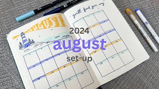 August 2024 Bullet Journal Setup 💡🏠 lighthouse theme plan with me [upl. by Ayahsal741]