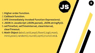 Lecture 6 of JSHOF Callback function IIFE JSON Intervals Math object [upl. by Yzeerb941]