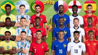 2025 Brazil Argentina Portugal 🆚 2025 France England Spain  Vini Mbappe Messi Ronaldo Yamal Rodri [upl. by Eenhat]