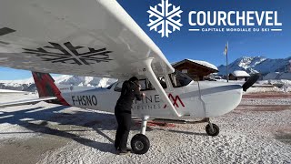 4K  Cockpit view  Over the french Alps Courchevel Airport  Take off  landing 3 vallées [upl. by Ginnie]