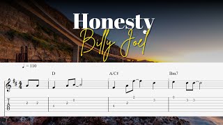 Honesty  Billy Joel  Fingerstyle Guitar Tutorial Tab [upl. by Euqinommod]