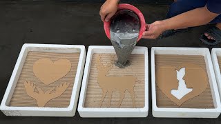 Unique Cement Craft Ideas for Garden Decoration  Artwork from cement and cardboard How to make pot [upl. by Kit]