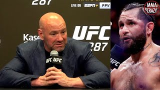 Dana White reacts to Jorge Masvidal retirement at UFC 287 quotThat flying knee changed his lifequot [upl. by Giarla979]