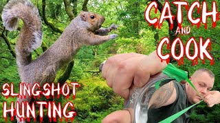 SLINGSHOT HUNTING  CATCH AND COOK WILD GAME  SURVIVAL  BUSHCRAFT  CATAPULT SHOOTING [upl. by Waller691]