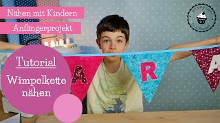 Wimpelkette nähen  Nähen mit Kindern  Nähschule  DIY Nähanleitung  mommymade [upl. by Ellener44]