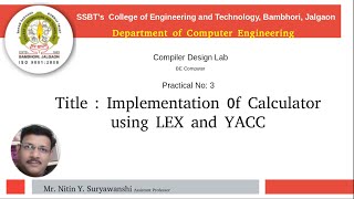 CDL PR3 Implementation of Calculator using LEX and YACC [upl. by Urbannai]